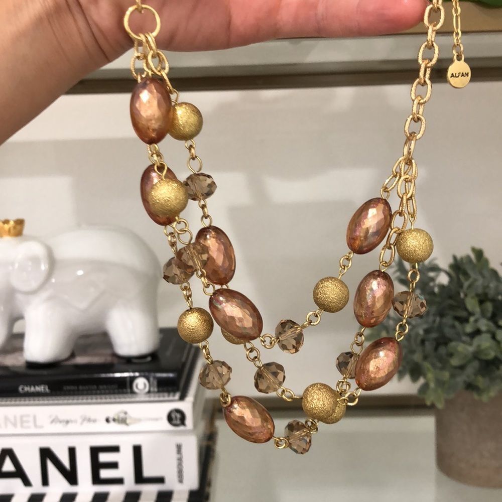 Alfani gold bead necklace